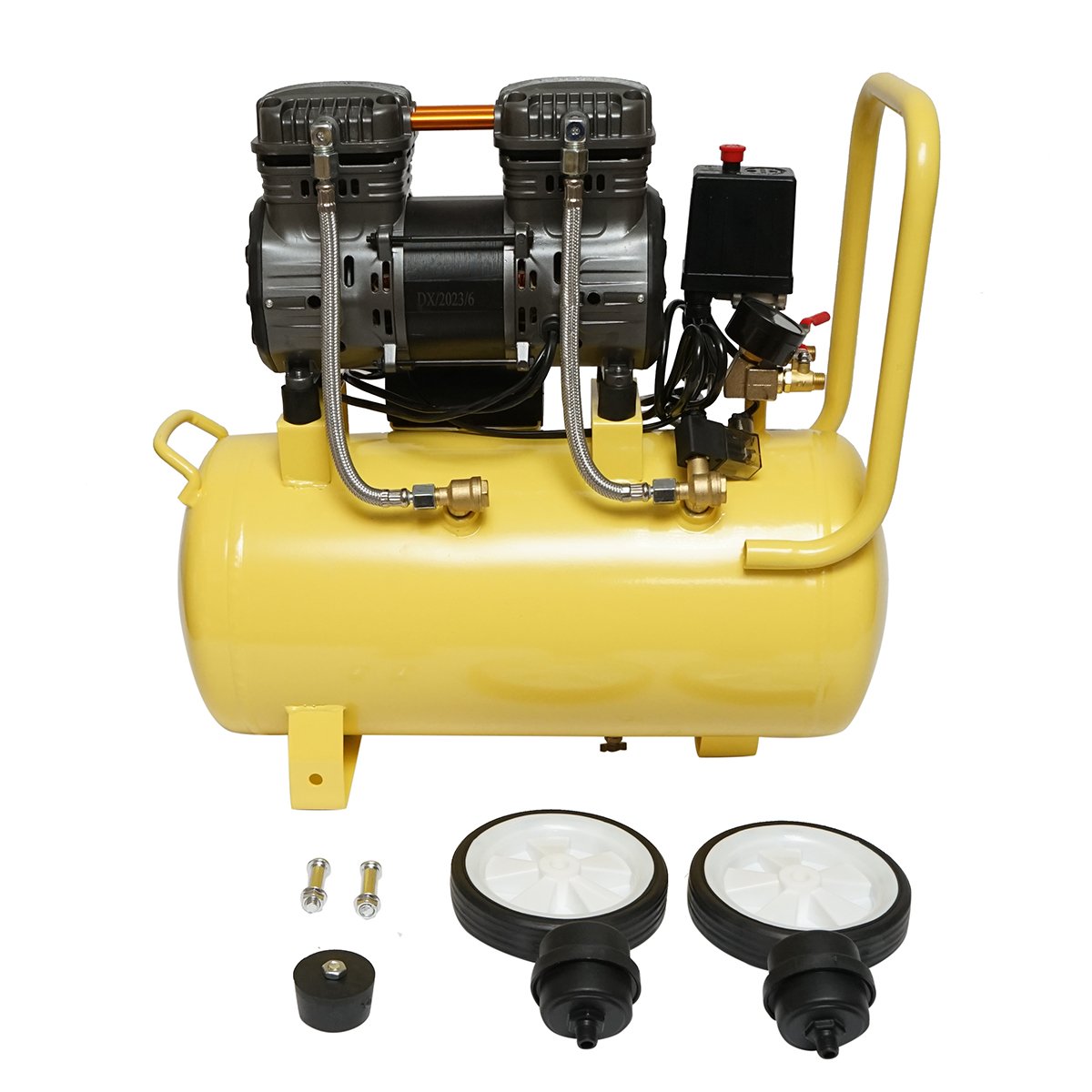 Compresor aer fara ulei silentios, volum 30L, putere 1490W/2CP presiune maxima 8 bar, volum aer aspirat 130 L/min Crownman